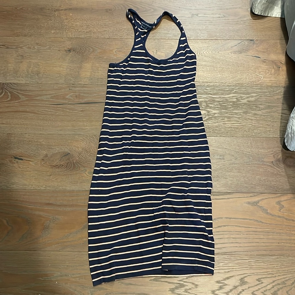 Navy and peach striped racer back dress. Size 2. Similar to Tommy Rib stripe.
